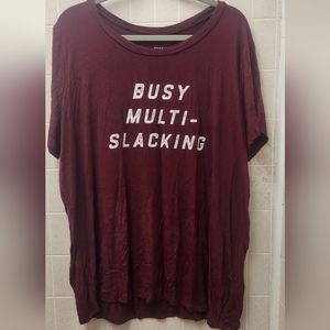 TORRID super soft TOP sz 3 BUSY MULTI-SLACKING shirt MAROON super stretchy